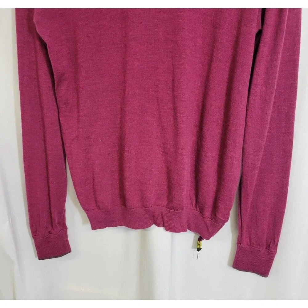 Robert Graham Dark Fuchsia Wool 1/4 Zip Pullover Sweater Size Large